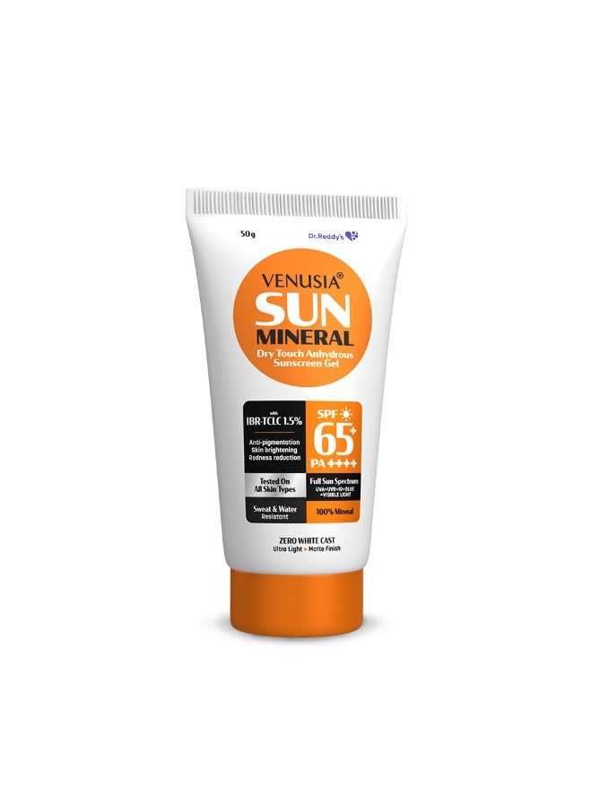 VENUSIA Dr. Reddy's Mineral Sunscreen SPF 65 | Full Spectrum Protection - UVA, UVB, Blue Light, Visible Light | Dermatologist Recommended | For Anti-pigmentation | Sun Damage Repair | Suitable for All Skin Types | 50g - Image 1